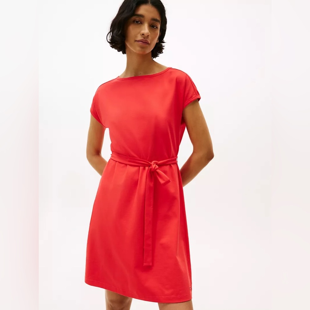 Brand New Tommy Hilfiger Women’s Coral Belted Stretch T-Shirt Dress, Size M, NWT - Picture 3 of 7